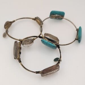 Bourbon and Bowties Turquoise and Tan Wire Bracelets